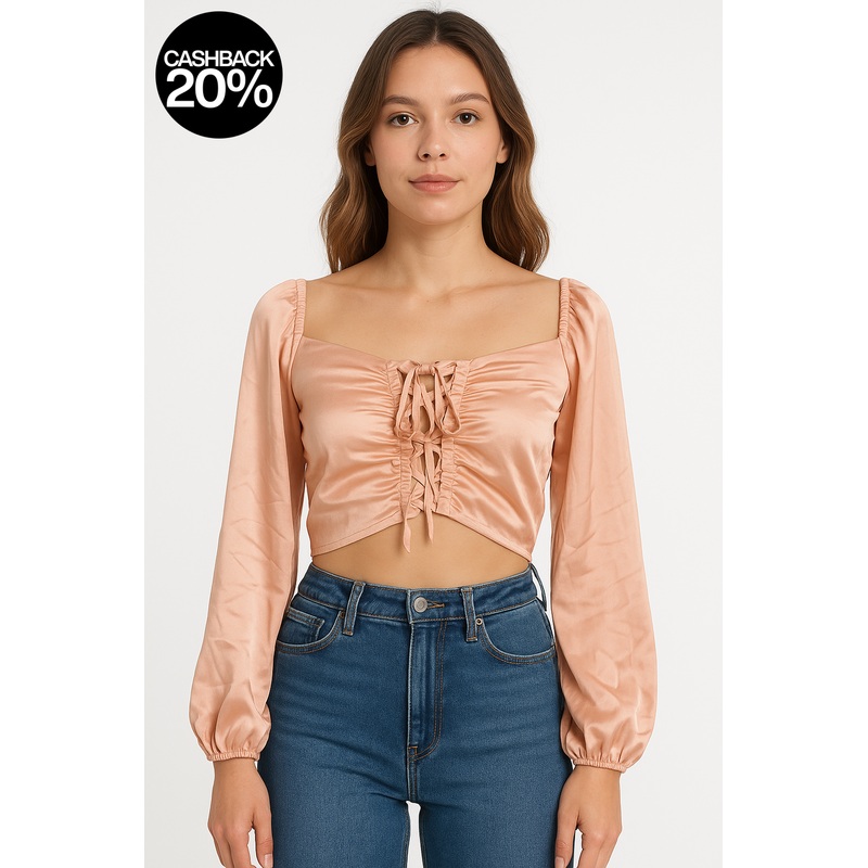 Forever 21 Women’s Coral Off Shoulder Long Sleeve Crop Top |Forever 21 In Lebanon