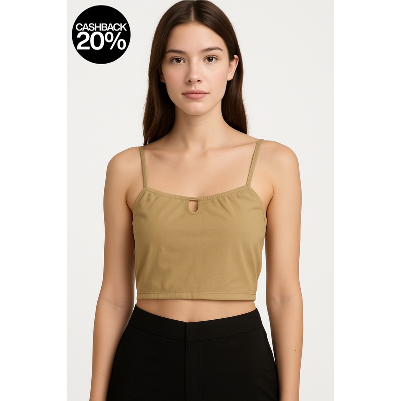 Forever 21 Women’s Khaki Sleeveless Crop Top  |Forever 21 In Lebanon