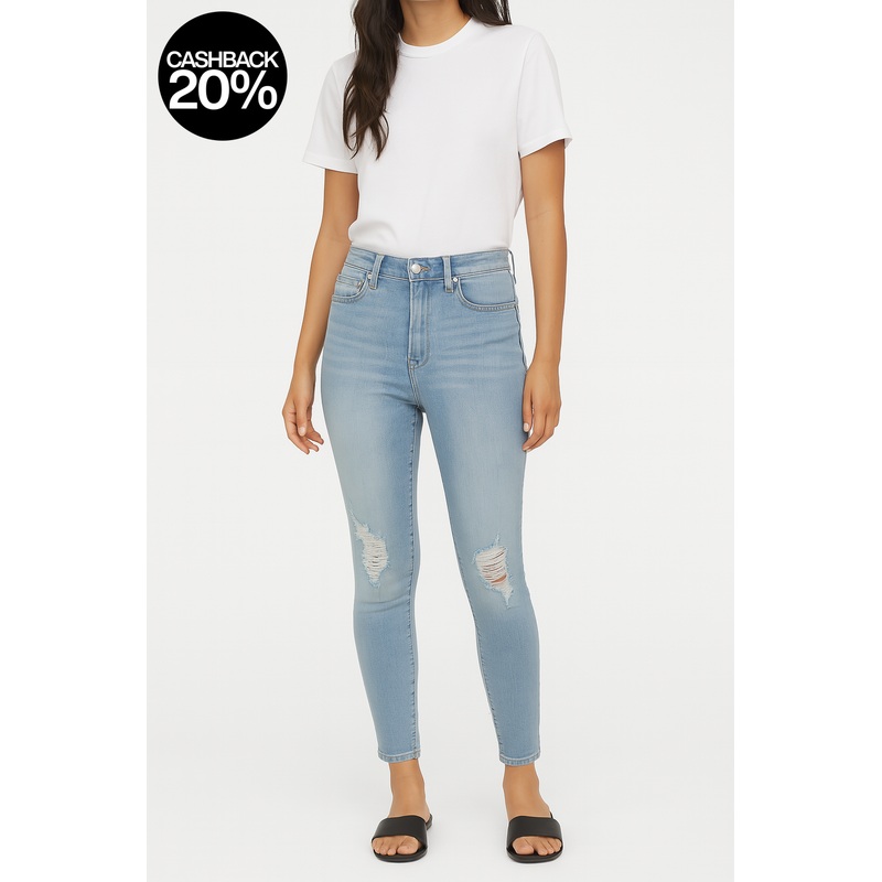 Forever 21 Women’s Light Blue High Rise Skinny Ripped Jeans |Forever 21 In Lebanon