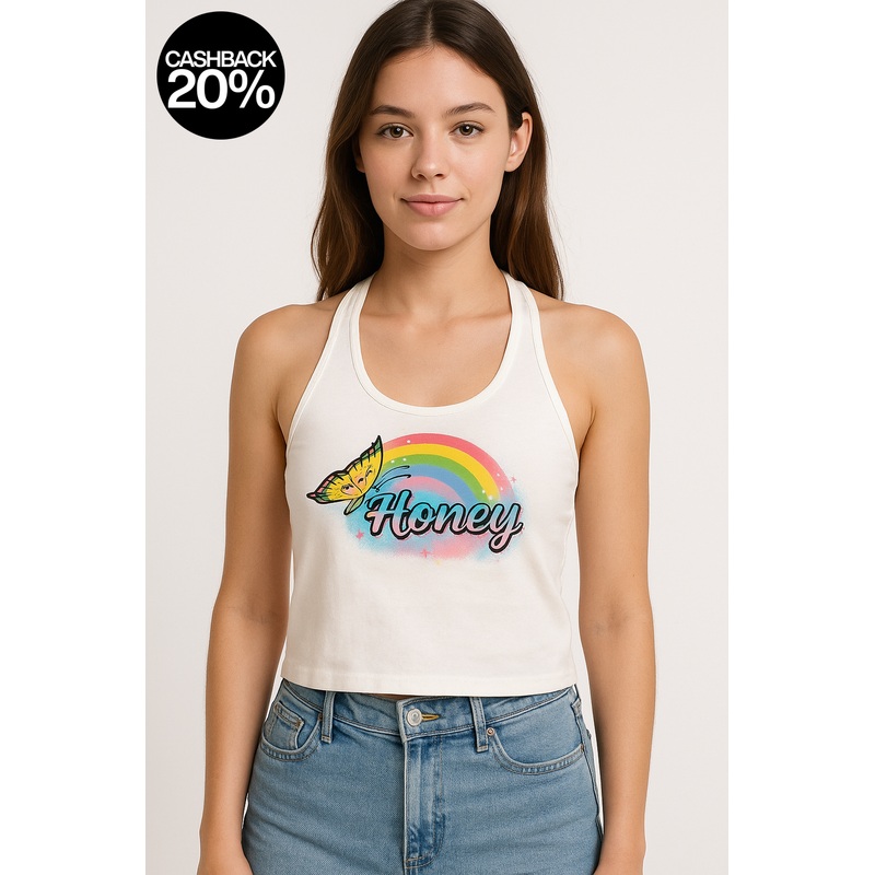 Forever 21 Women’s white Rainbow Printed Sleeveless Crop Top |Forever 21 In Lebanon