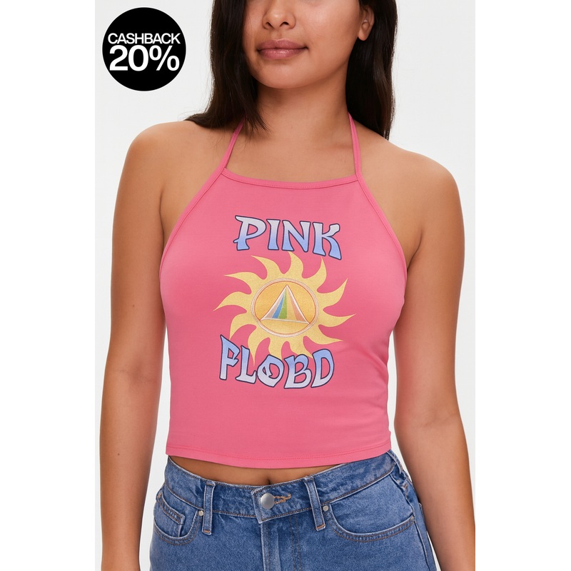 Pink Floyd Women’s Pink Sleeveless Open Back Crop Top |Pink Floyd In Lebanon