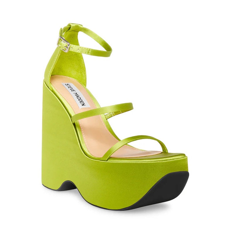 Steve Madden Women’s Green Satin Varia Heeled Sandals |Steve Madden In Lebanon