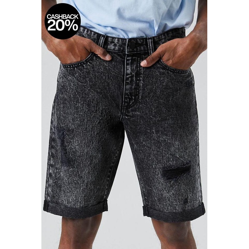 Forever 21 Men’s Washed Black Ripped Denim Short |Forever 21 In Lebanon