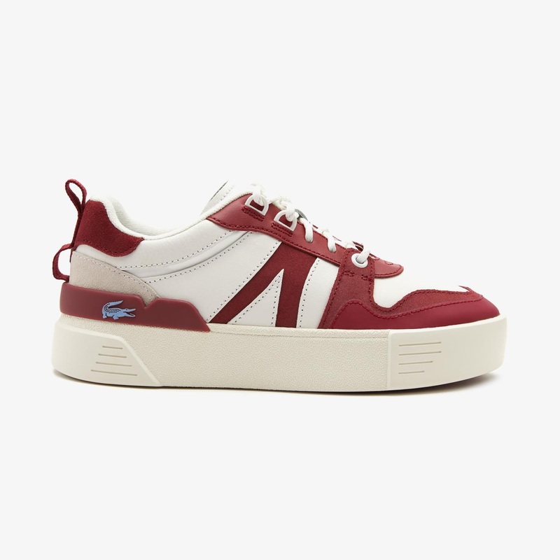 Lacoste Men’s White & Red L002 CFA Leather Sneakers |Lacoste In Lebanon