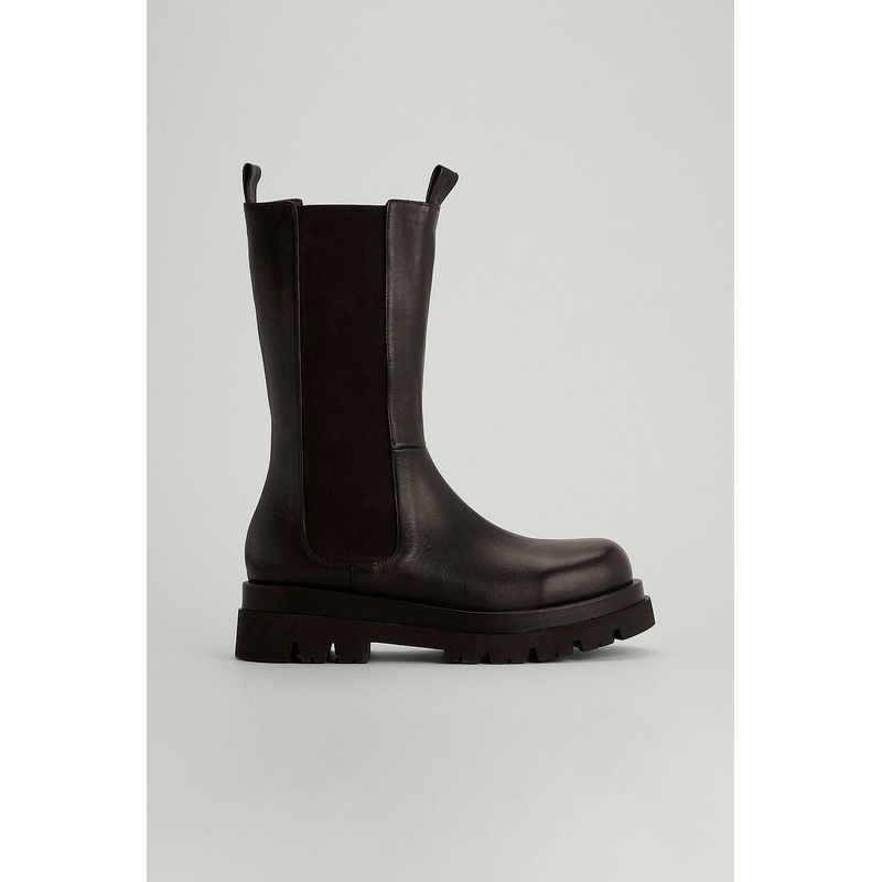 NA-KD Nothing But Style Women’s Coffee Leather Calf Boots | NA-KD In Lebanon