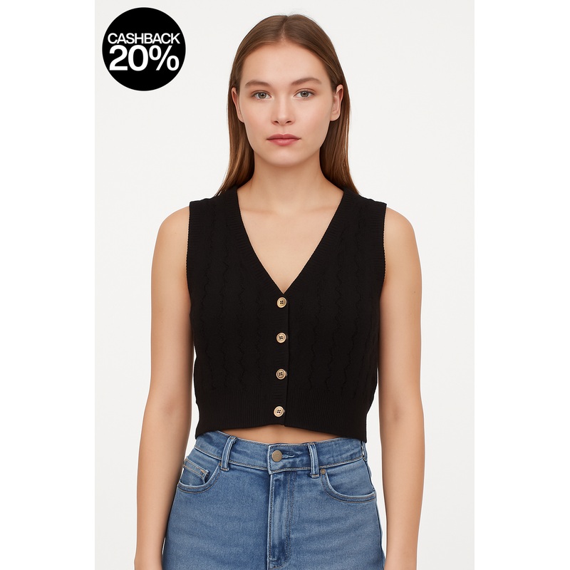 Forever 21 Women’s Black Knitted Sleeveless Vest |Forever 21 In Lebanon