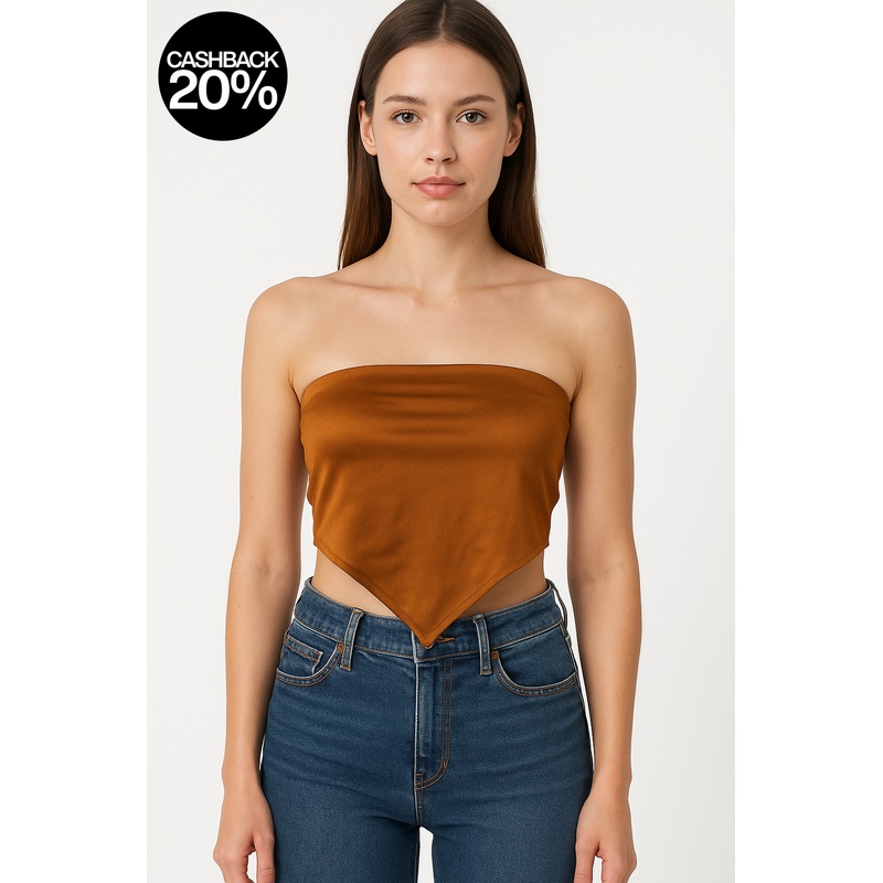 Forever 21 Women’s Brown Satin Tie Back Crop Top  |Forever 21 In Lebanon