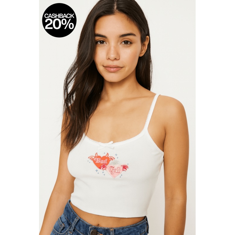 Forever 21 Women’s White Printed Ribbed Crop Top |Forever 21 In Lebanon