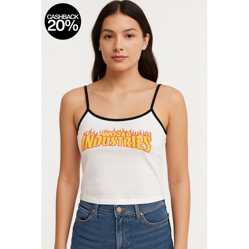 Forever 21 Women’s White Printed Sleeveless Crop Top  |Forever 21 In Lebanon