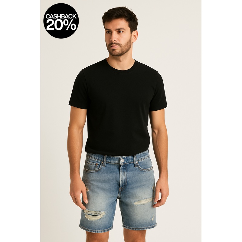 Forever 21 Men’s Light Blue Ripped Denim Short  |Forever 21 In Lebanon