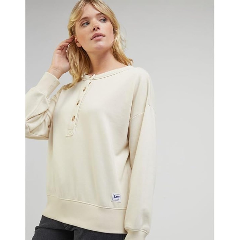 Lee Women’s Beige Henley Ecru Long Sleeve Sweatshirt | Lee In Lebanon