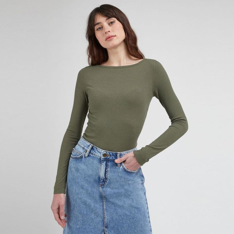 Lee Women’s Olive Grove Ribbed Round Neck Long Sleeve Blouse | Lee In Lebanon