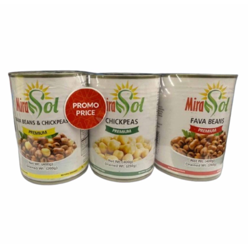 Mira Sol Fava Beans+ Fava Beans & Chickpeas+ Chickpeas 400G Promo Price | Mira Sol In Lebanon