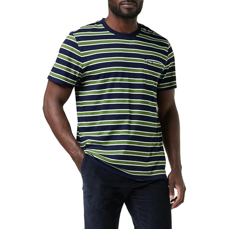 Wrangler Men’s Navy & Green Striped Crew Neck T-Shirt | Wrangler In Lebanon