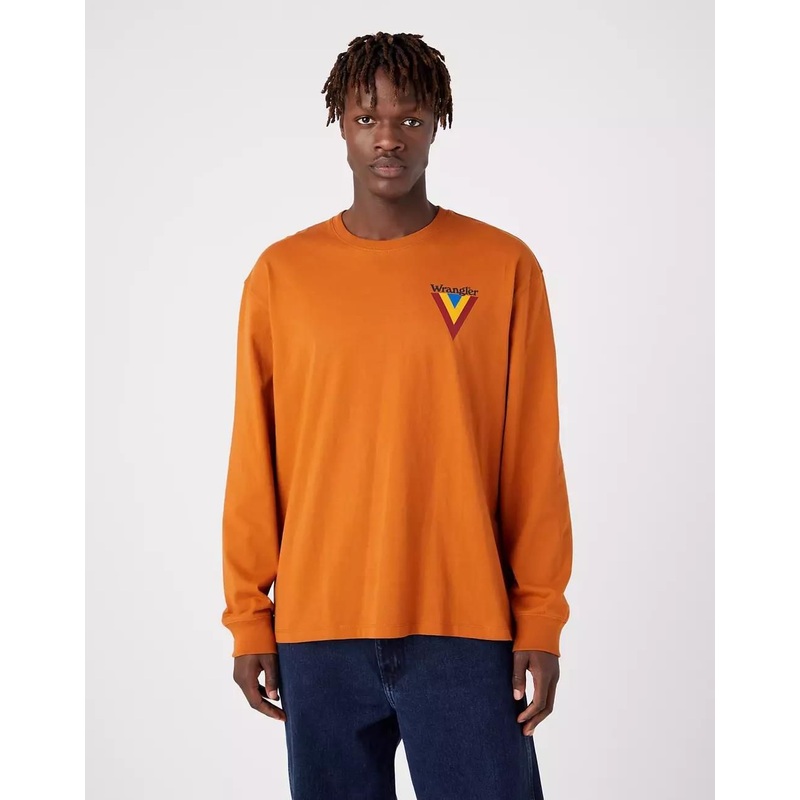 Wrangler Men’s Nutmeg Brown Chest Logo Long Sleeve Blouse | Wrangler In Lebanon