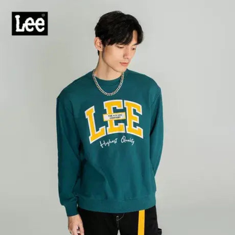 Lee Men’s Dark Green Logo Printed loose and comfortable Crew Neck Sweatshirt | Lee In Lebanon