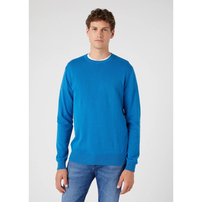 Wrangler Men’s Blue Deep Water Crew Neck Knit Sweatshirt |Wrangler In Lebanon