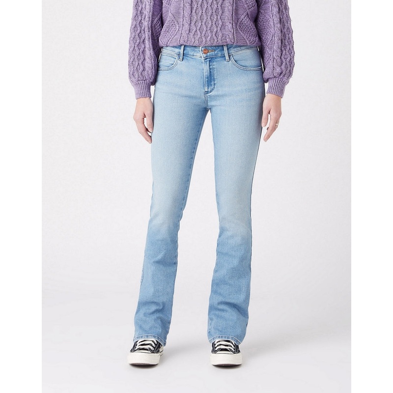 Wrangler Women’s Light Blue White Noise Bootcut Jeans | Wrangler In Lebanon