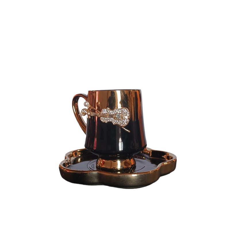 Al Sultan Black & Gold  Violin  Coffee Cups 6pcs + Saucers 6pcs HD25-291-1 | Al Sultan In Lebanon