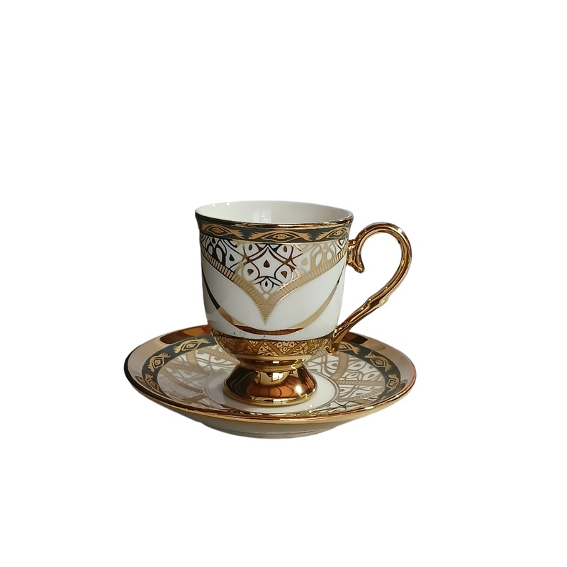 Al Sultan Ceramic Coffee Cups 6pcs + Saucers 6pcs HD28-379 | Al Sultan In Lebanon