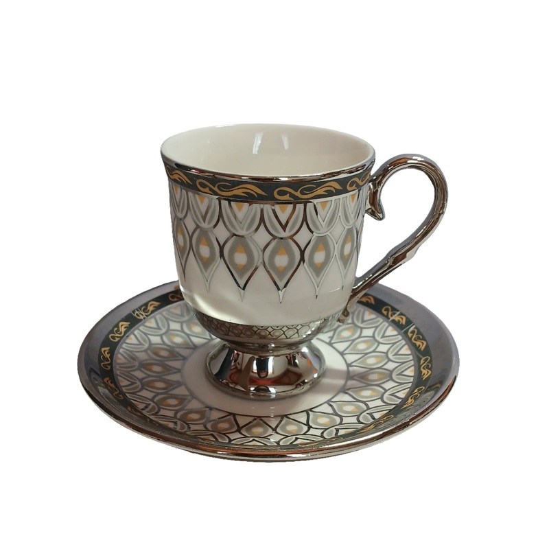 Al Sultan Ceramic Coffee Cups 6pcs + Saucers 6pcs HD28-382A | Al Sultan In Lebanon