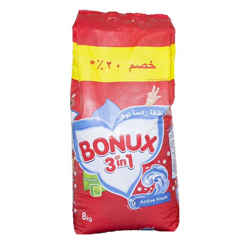 Bonux 3in1 Automatic Powder Cleaner Active Fresh 8kg | Bonux In Lebanon