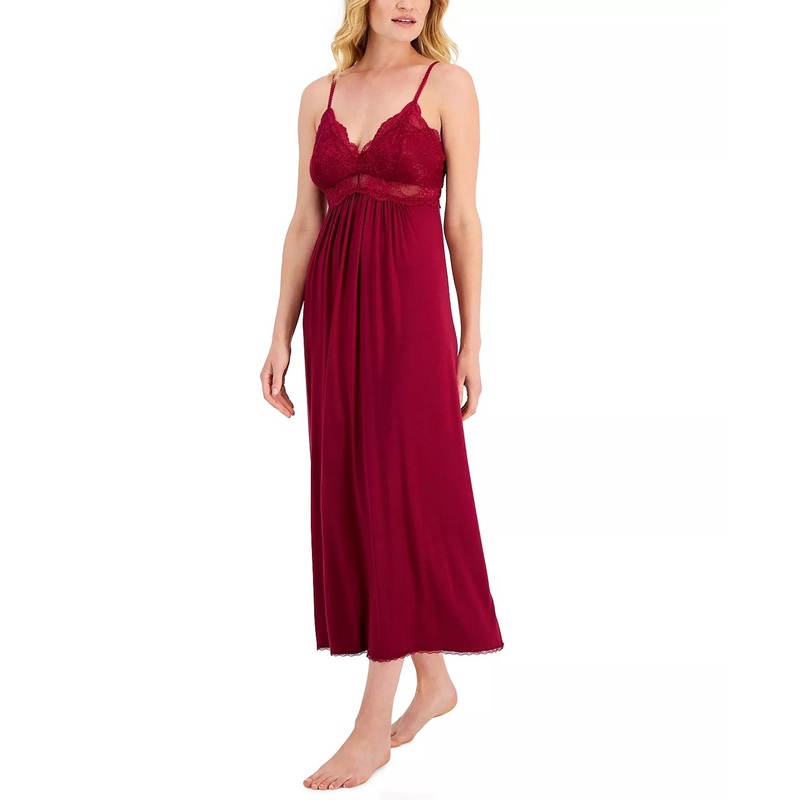 INC International Concepts Women’s Wine Red Long Nightgown Lingerie ABU789