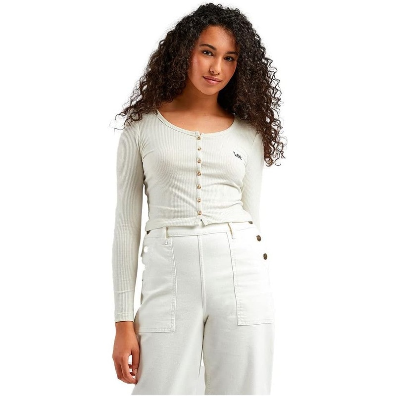 Lee Women’s Off White Crroped Rib Cardigan | Lee In Lebanon