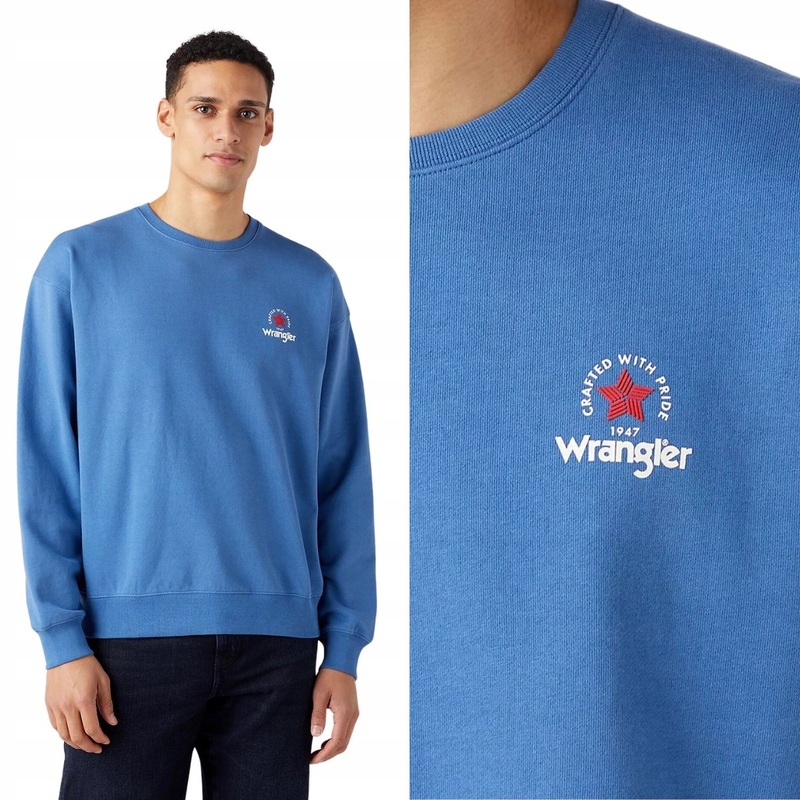 Wrangler Men’s Federal Blue Logo Crew Neck Long Sleeve Sweatshirt | Wrangler In Lebanon