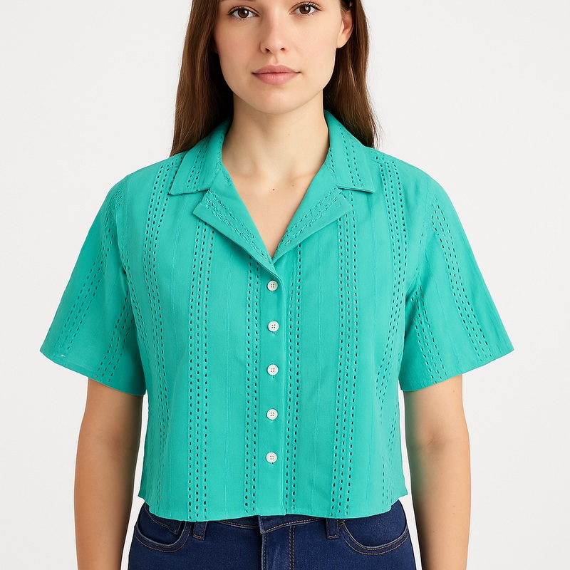 Wrangler Women’s Blue Turquoise Oversized Resort Short Sleeve Shirt | Wrangler In Lebanon