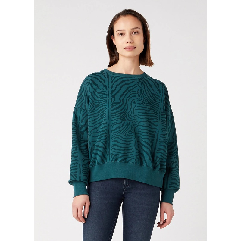 Wrangler Women’s Green-Black Super Relaxed Sweatshirt | Wrangler In Lebanon