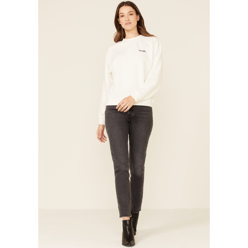 Wrangler Women’s Off White Round Neck Sweatshirt | Wrangler In Lebanon