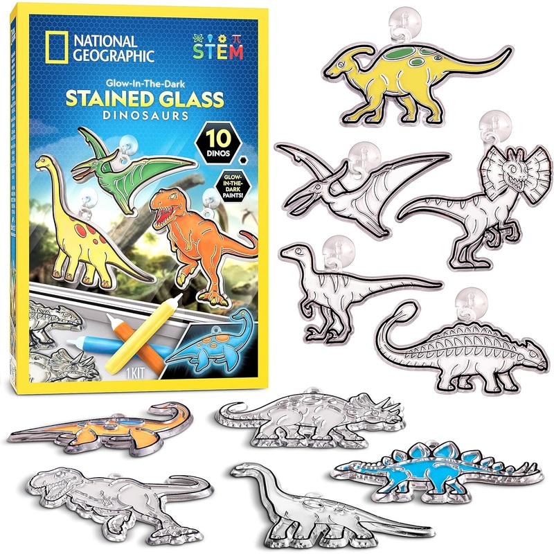 Blue Marble National Geographic Glow In The Dark Dinosaur Stained Glass Art Kit |Blue Marble In Lebanon
