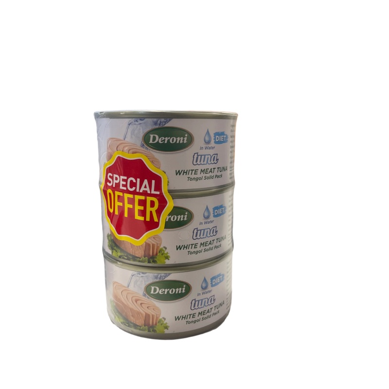 Deroni Tuna White Meat Tuna in Water 3pcs x 185g | Deroni In Lebanon