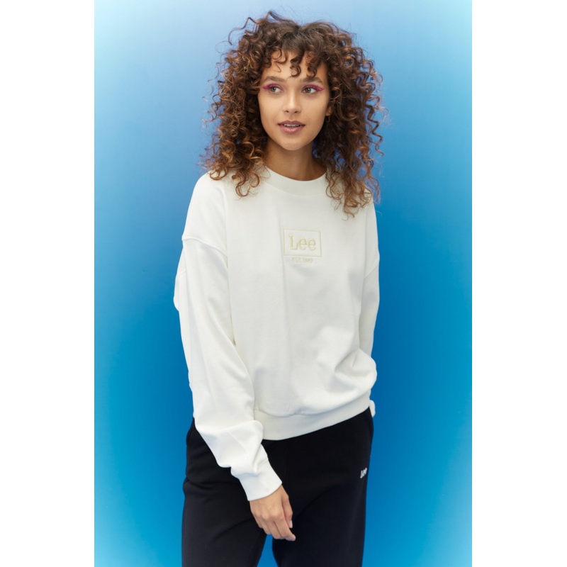 Lee Women’s Off-White Oversize Fit Relaxed Cut 100% Cotton Crew Neck Ecru Sweatshirt | Lee In Lebanon