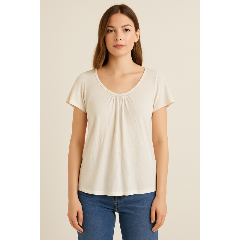 Mango Women’s Off White V-Back T-Shirt |Mango In Lebanon