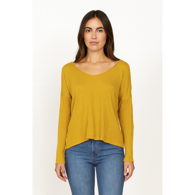 Mango Women’s Yellow Mesh Long Sleeve Blouse |Mango In Lebanon