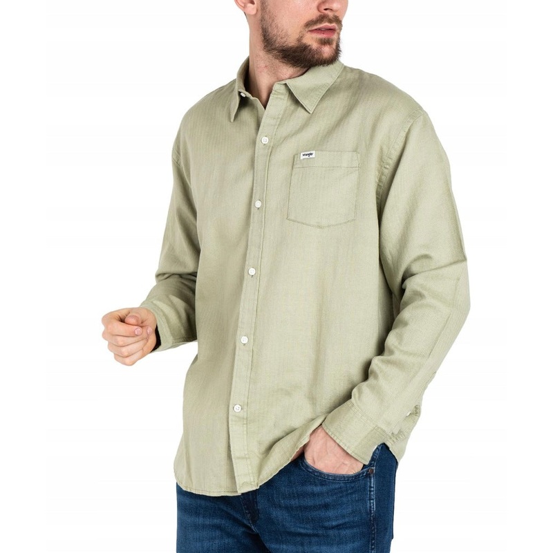 Wrangler Men’s Khaki Green Regular Fit Regular Cut 100% Cotton Plaid Long Sleeve Shirt | Wrangler In Lebanon