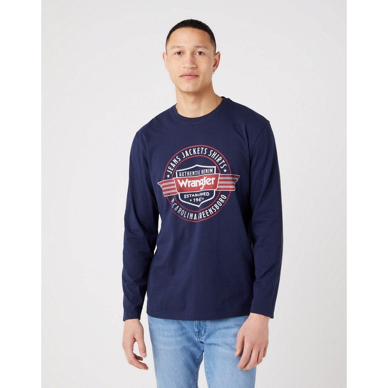 Wrangler Men’s Navy Americana Long Sleeve Logo Blouse | Wrangler In Lebanon