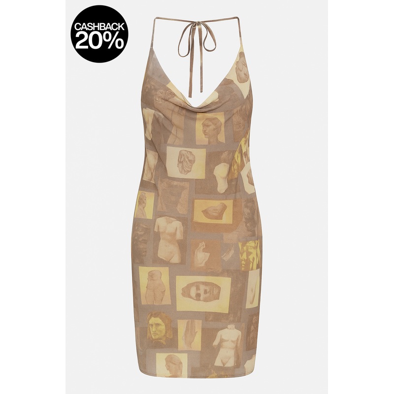 Forever 21 Women’s Brown & Yellow Printed Sleeveless Dress |Forever 21 In Lebanon