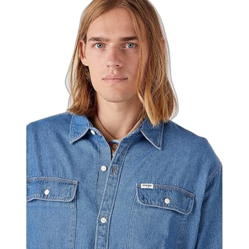 Wrangler Men’s Blue Long Sleeve Shirt | Wrangler In Lebanon