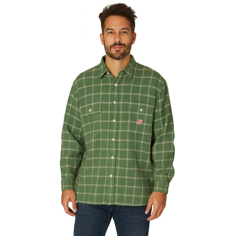 Wrangler Men’s Green & White Checkered Long Sleeve Shirt | Wrangler In Lebanon