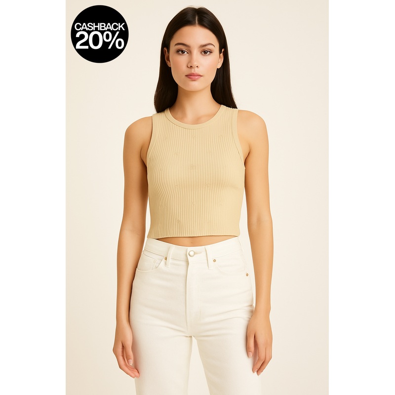 Forever 21 Women’s Beige Sleeveless Ribbed Blouse | Forever 21 In Lebanon