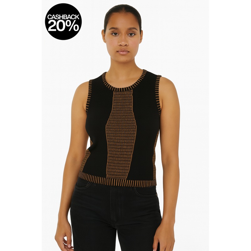Forever 21 Women’s Black & Brown Sleeveless Crop Top | Forever 21 In Lebanon