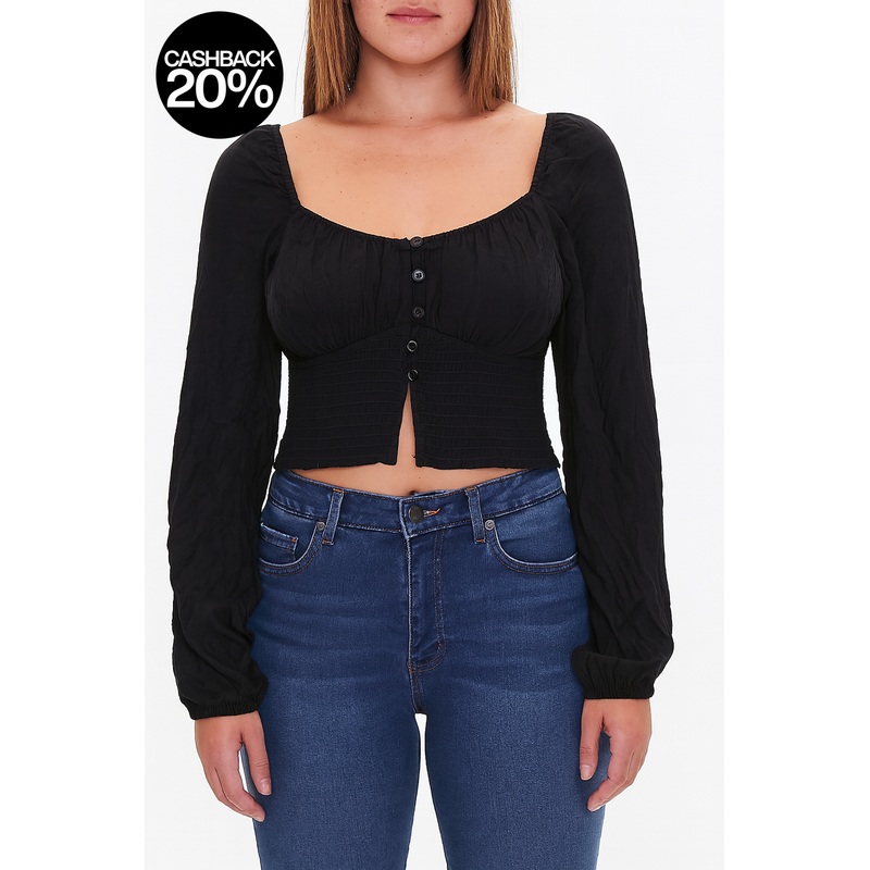 Forever 21 Women’s Black Long Sleeve Top | Forever 21 In Lebanon