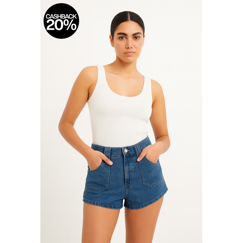 Forever 21 Women’s Blue 4 Pocket Denim Short | Forever 21 In Lebanon