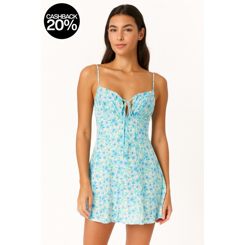 Forever 21 Women’s Blue Floral Open Back Sleeveless Mini Dress | Forever 21 In Lebanon