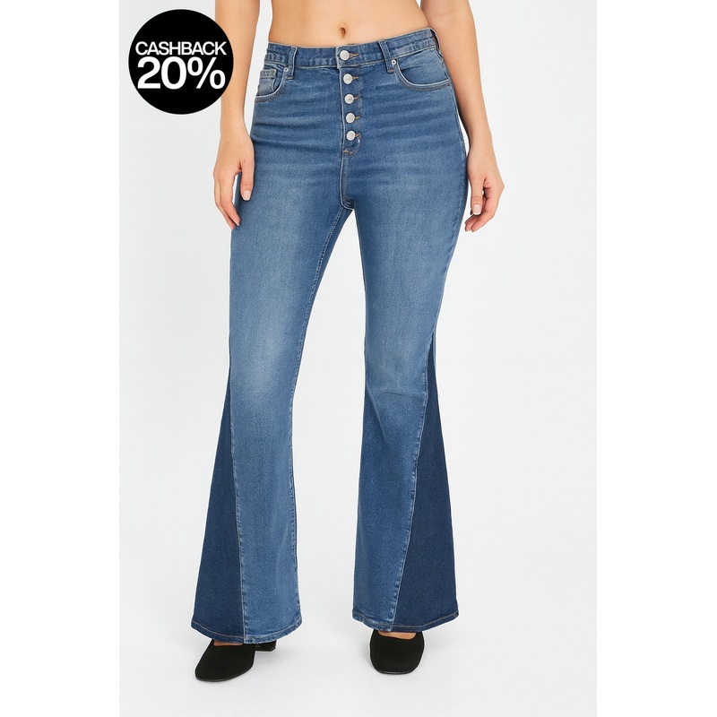 Forever 21 Women’s Blue Mid Rise Slim Fit Bootcut Jeans | Forever 21 In Lebanon