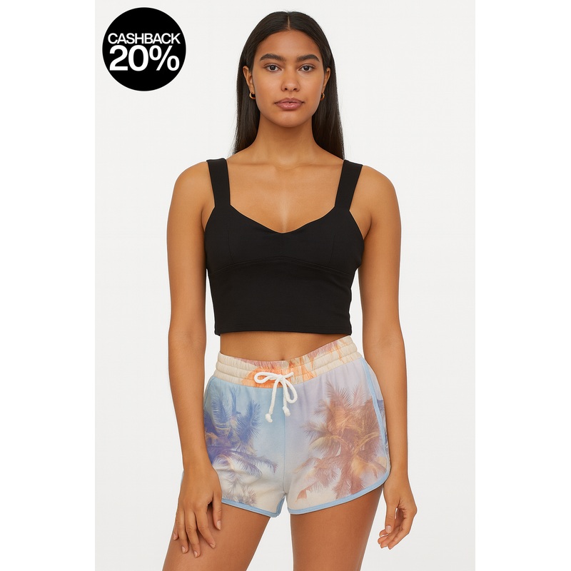 Forever 21 Women’s Blue Palm Tree Print Dolphin Cotton Shorts | Forever 21 In Lebanon