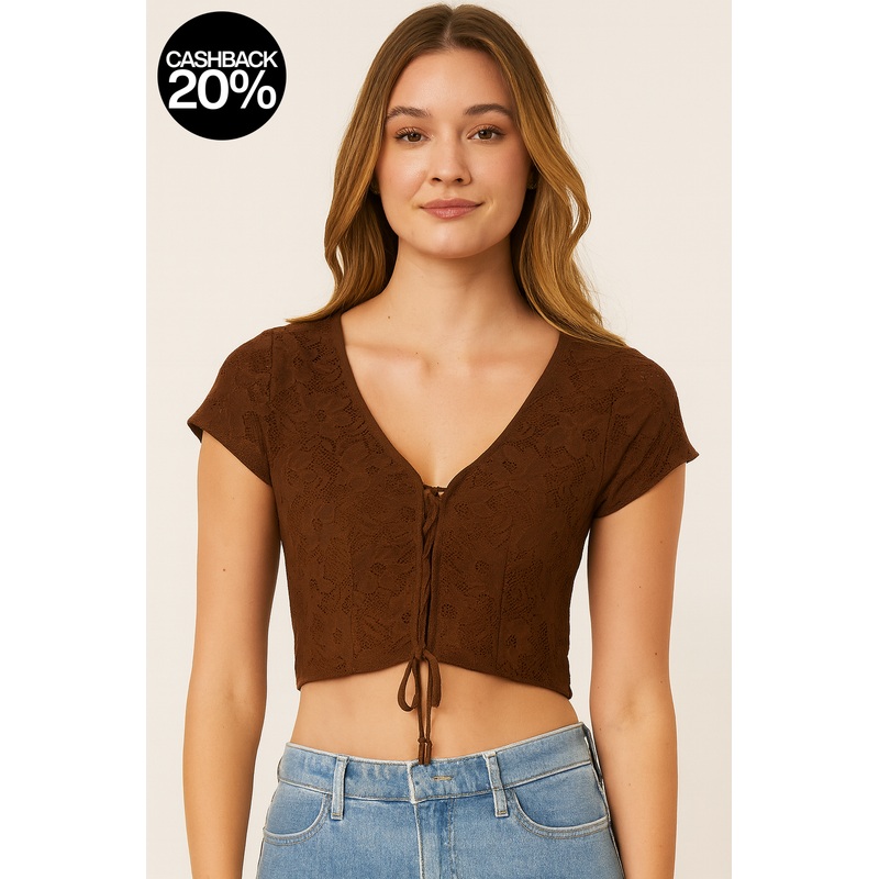 Forever 21 Women’s Brown Lace Blouse | Forever 21 In Lebanon